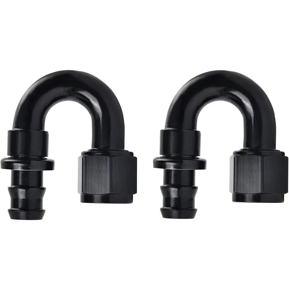 2PCS 10AN AN10 180 Degree Fuel Oil Gas Line Push-On Hose End Fitting