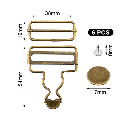Set of 6 Metal Overall Buckles for Gourd Bronze (1-1/2")