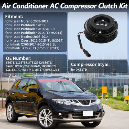 AC Compressor Clutch Kit for Nissan Murano Pathfinder Maxima (2003–2008)