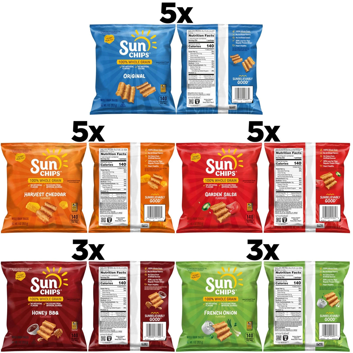Set of 21 Whole Grain SunChips Variety Pack (1 oz)