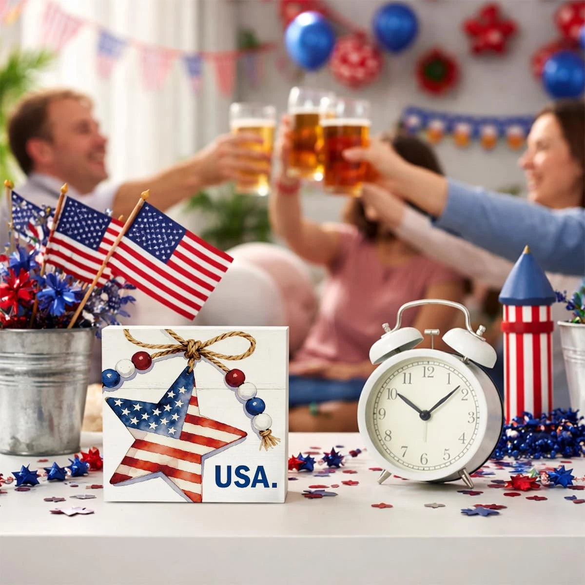 4th of July Decorations Set of 4 Indoor Patriotic Tiered Decor