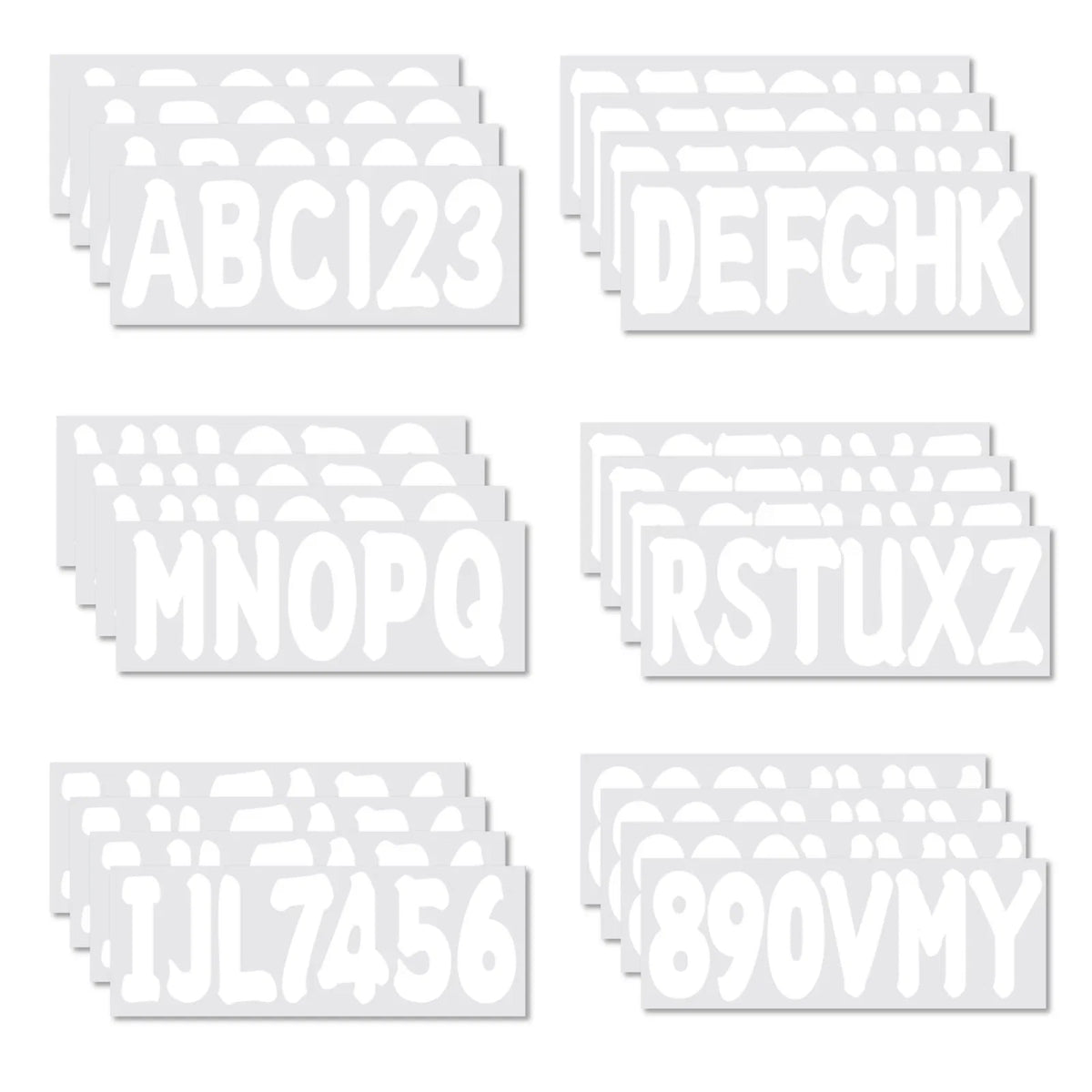 Set of 4 White Decal Letters & Numbers for Boat Registration (A-Z, 0-9)
