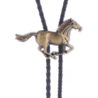 Bolo Tie for Mustang - Ancient Bronze Color Cowboy Design