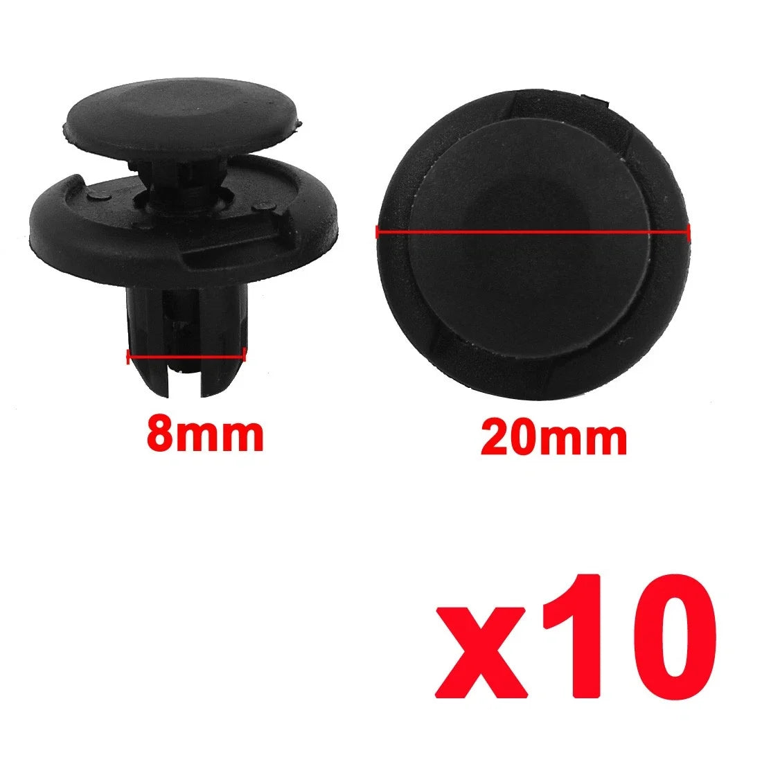 50 Pcs 8mm Hole Black Plastic Rivet Push Clip for Honda 