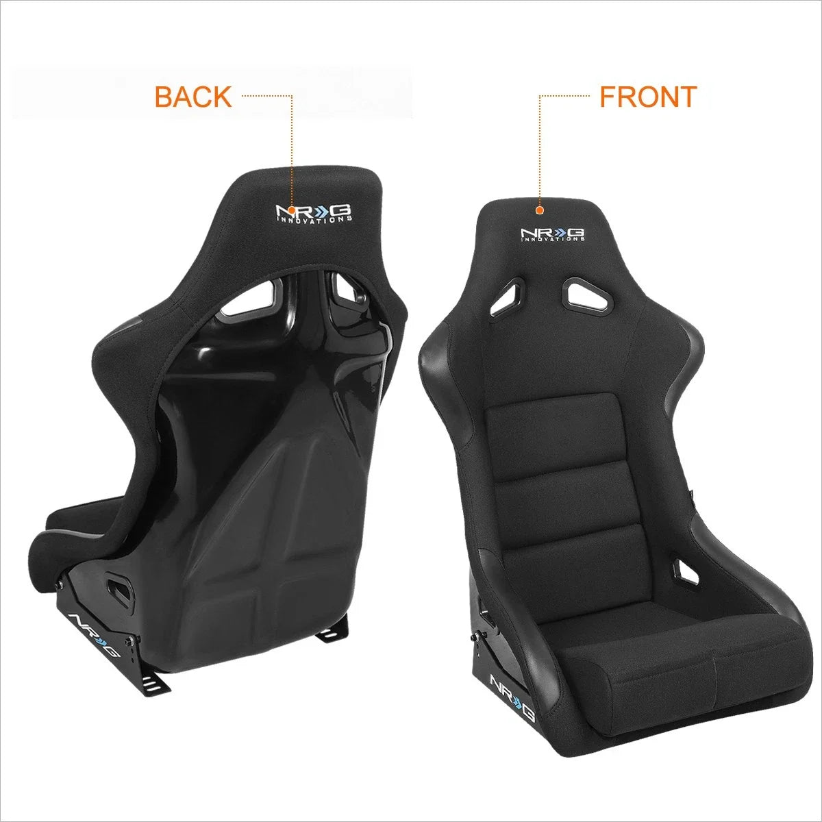 2X Fixed Back Racing Bucket Seats for Universal Fit (FRP-301)