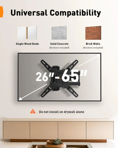 Full Motion TV Mount for Most 26–65 Inch TVs (26-65)