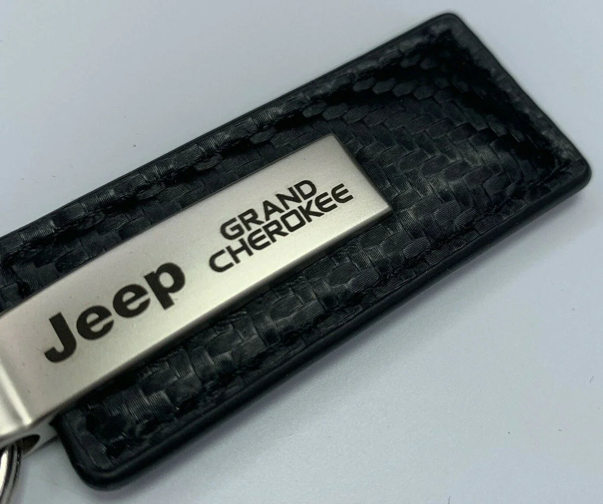 Automotive Gold Key Chain for Jeep Grand Cherokee (Carbon Fiber Black Leather) (2020–2023)