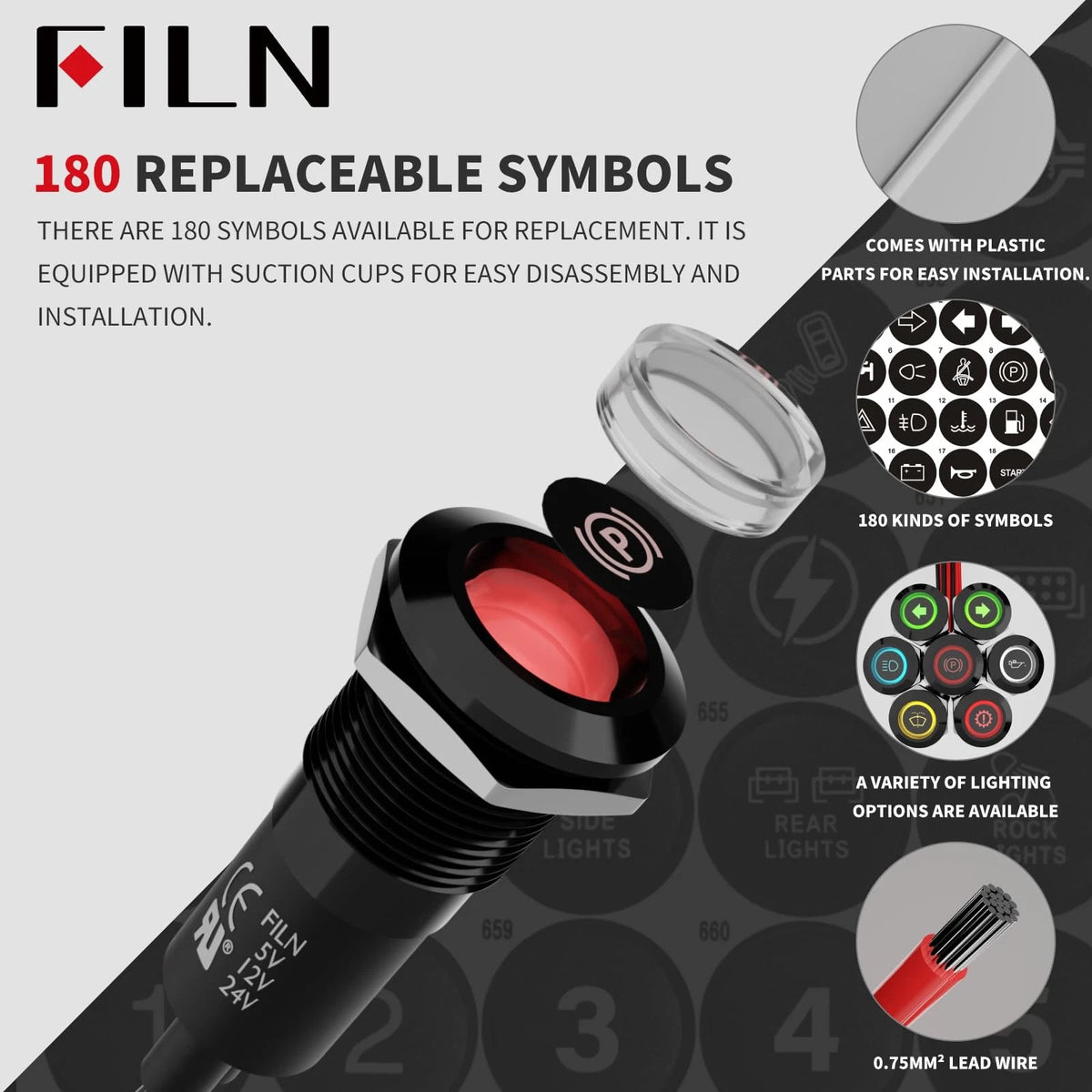 2X LED Metal Indicator Lights for Universal Use (12mm Red)