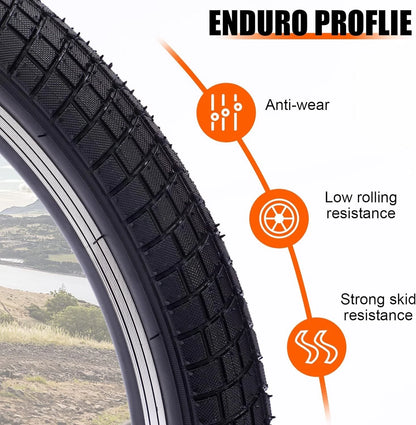 Set of 2 Balinge 20x2.125 Tires with Tubes and Levers for 20" Bikes (20")