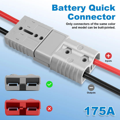 2X 175 Amp Battery Quick Connect/Disconnect Connector 1/0Awg Cable