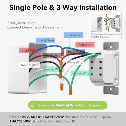 7 Day Programmable In-Wall Timer Switch for Fans, Lights, Motors