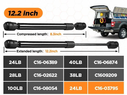 2X C16-03795 Gas Strut Shock Lift Support for Leer Camper Shell (12in, 24lb)