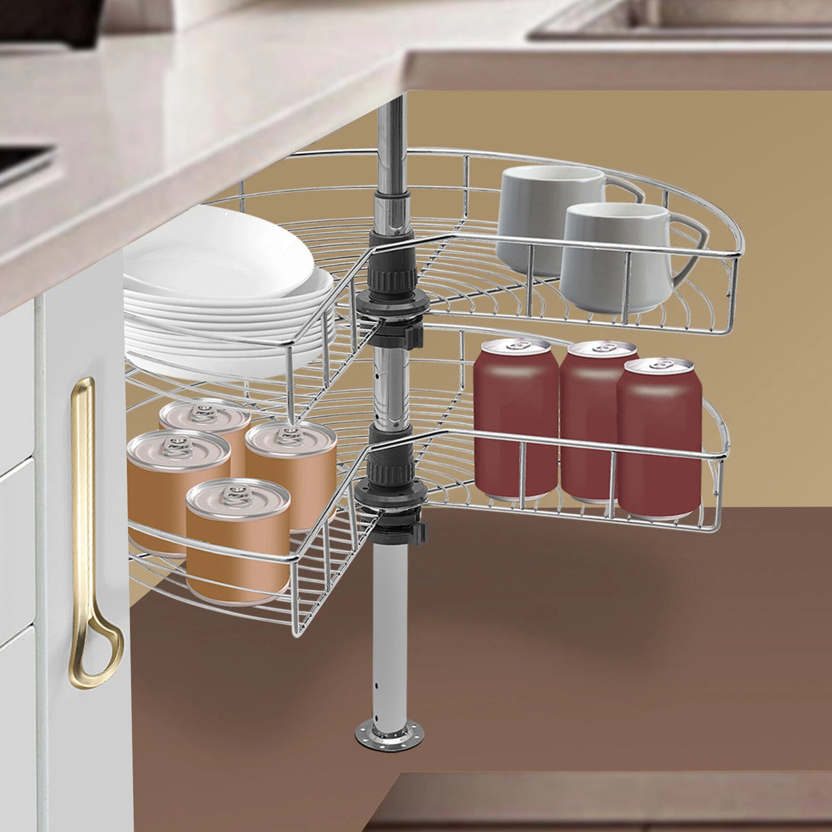Lazy Susan Turntable Cabinet Organizer for Kitchen Spice Rack