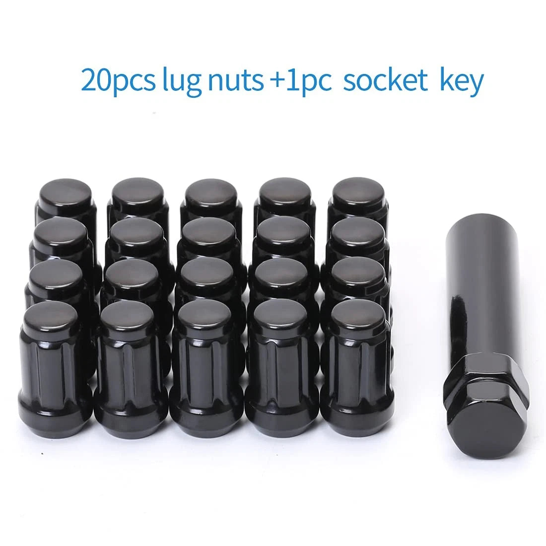 Set of 20 M12x1.5 Black Spline Lug Nuts for Honda Accord CRV Civic