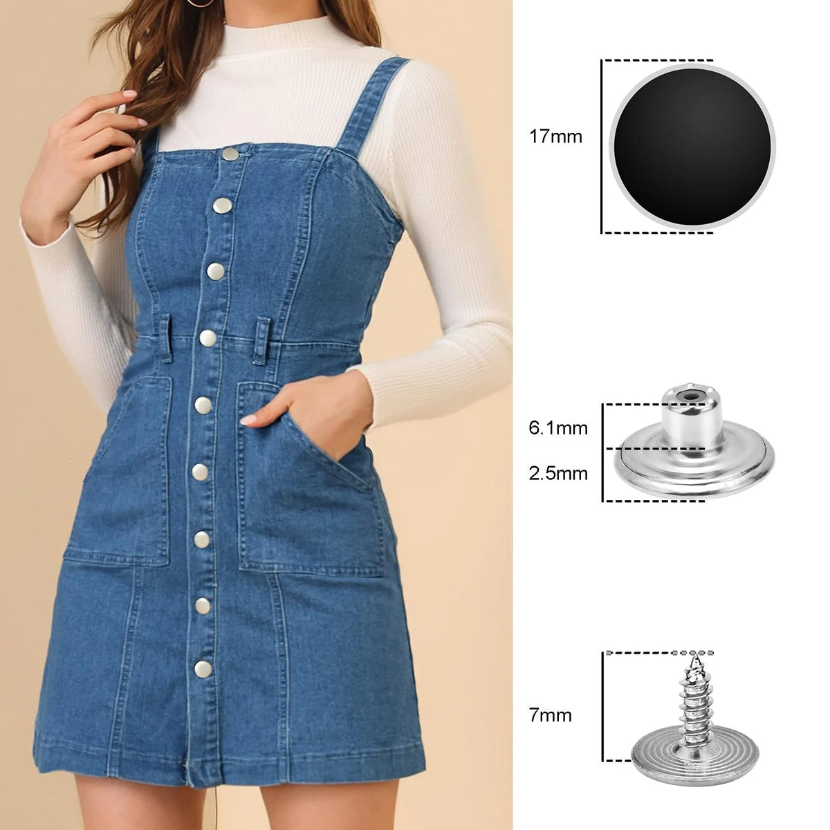 24 Pcs 17mm Jeans Button Replacement for