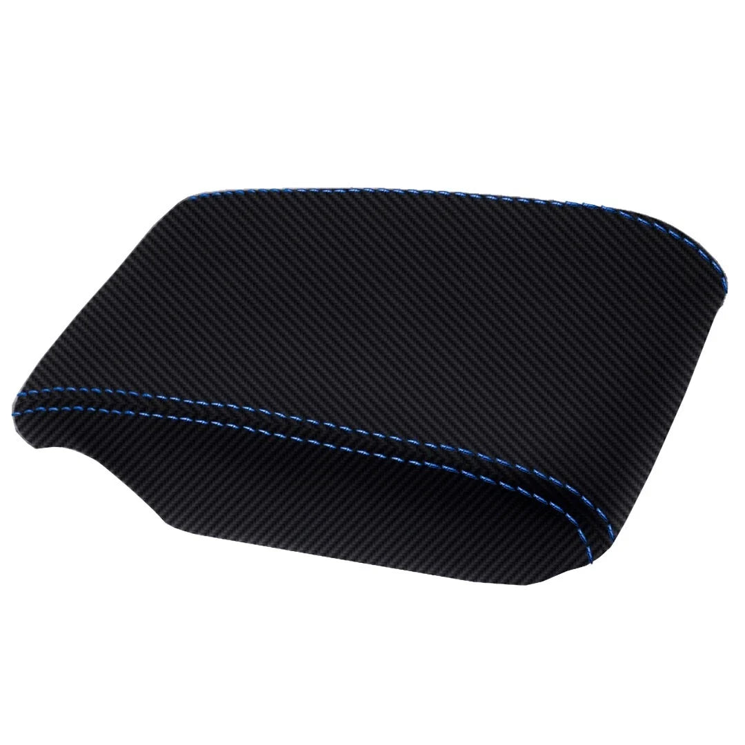 Console Armrest Cover for Lexus IS300 (2001–2005) Carbon Fiber Blue Stitch