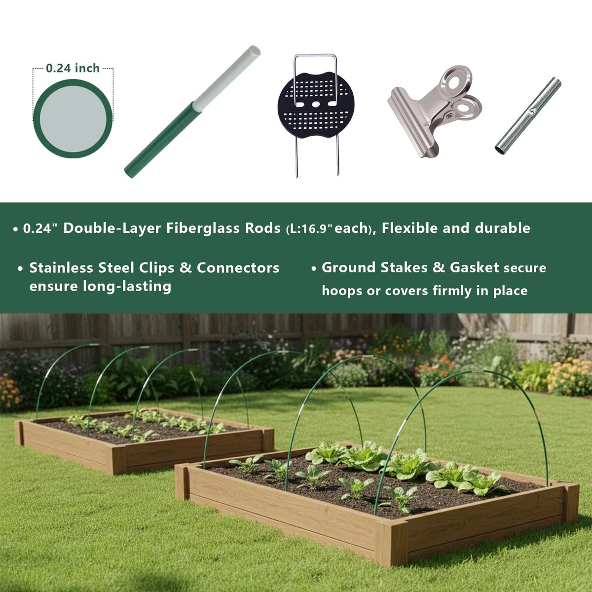 40pcs Garden Hoops Kit for Raised Beds