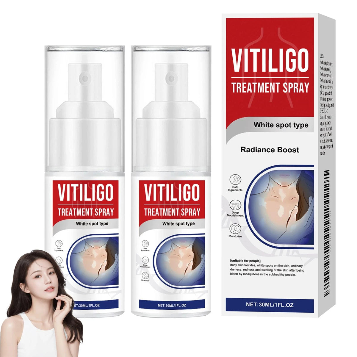 2X Vitiligo Treatment Spray for Natural Skin Care (1 fl oz)