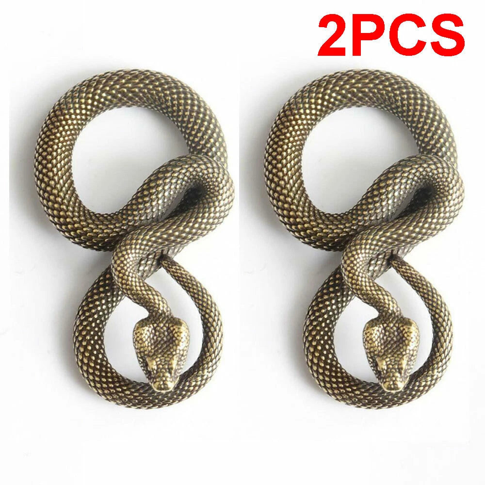 2X Handmade Zodiac Bronze Snake Keychain Figure 51x30mm
