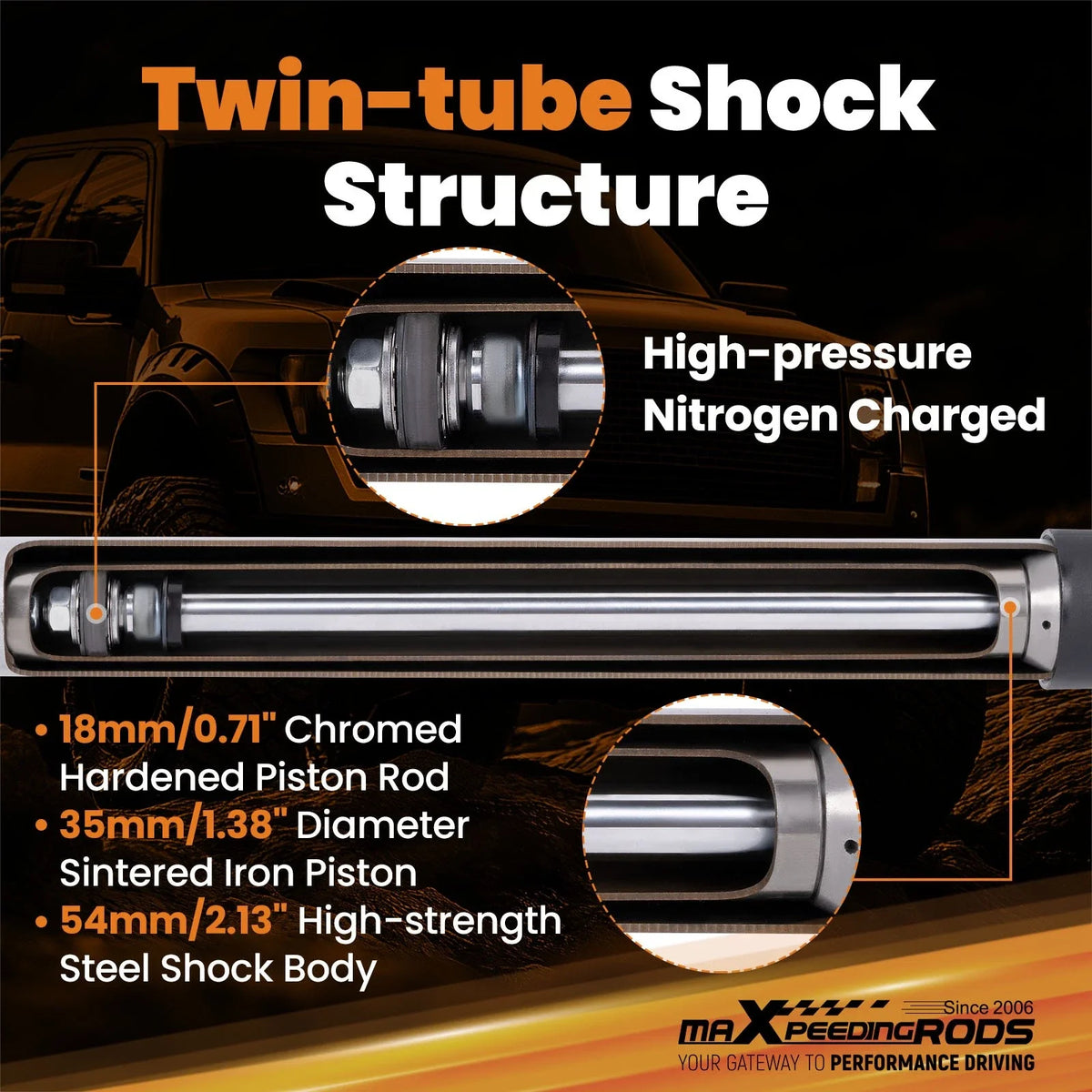 Set of 2 Lift G1 Front Shock Absorbers for Jeep Wrangler TJ/Cherokee XJ (1984–2006)