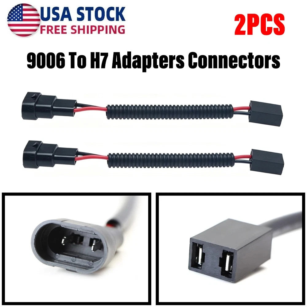 2X 9006 to H7 Adapters Connectors for Headlight Fog Lamps Conversion