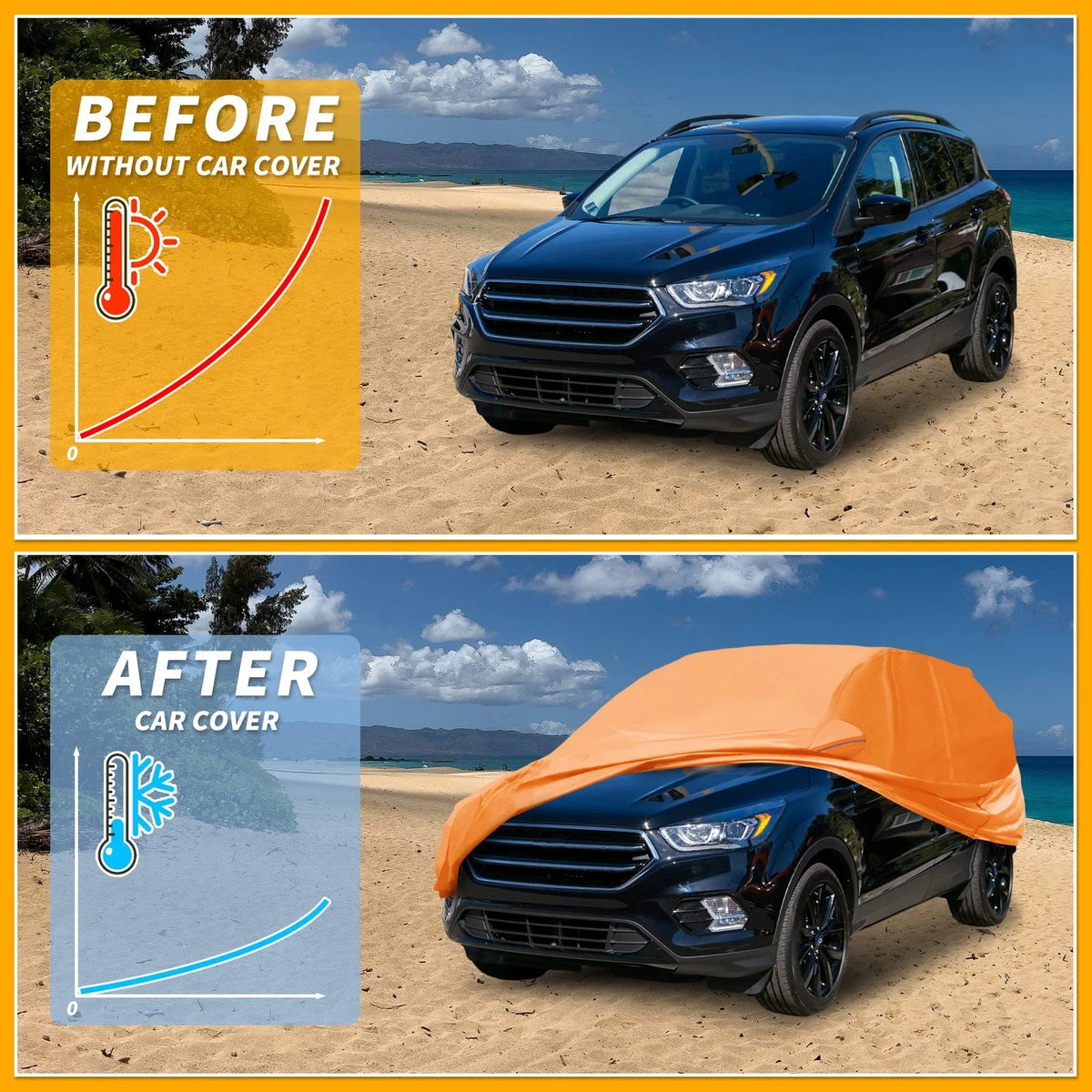 Waterproof Car Cover for Ford Escape (2013–2019) 210D-PU with Zipper