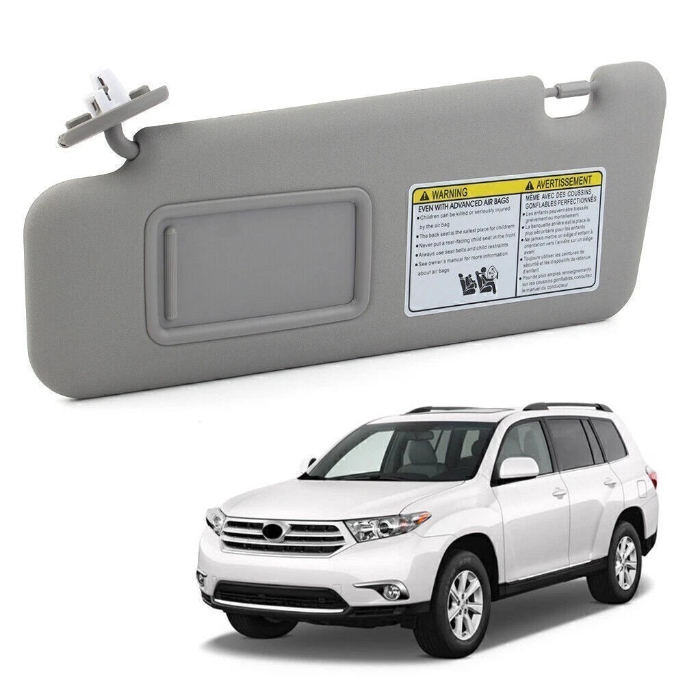 Driver Left Sun Visor for Toyota Highlander (2008–2013) Gray with Vanity Light