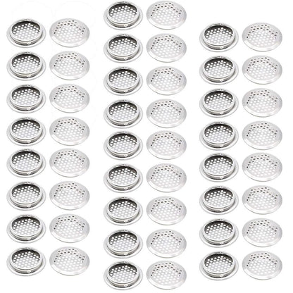 50Pcs 53mm Circular Air Vents for Soffit Vent, Stainless Steel, Silver