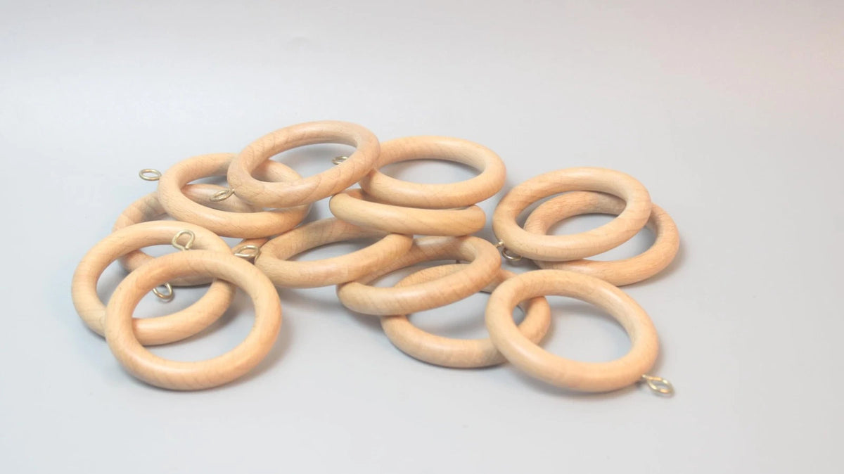 Set of 24 Wooden Curtain Rings for Window and Door Decor