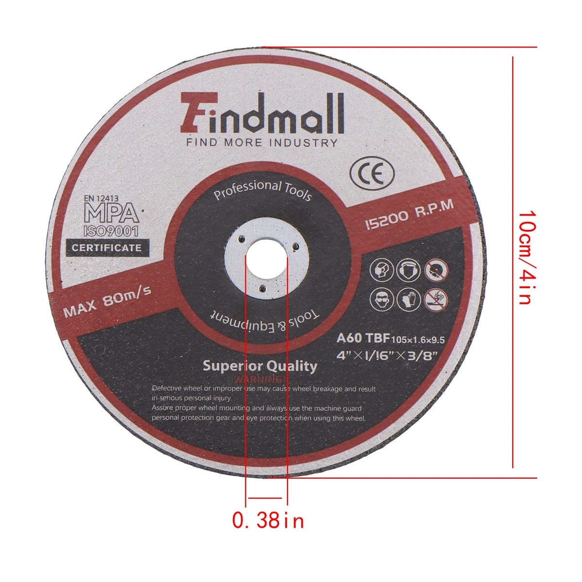 50 Pcs Cut Off Wheels for Die Grinders (4"x1/16"x3/8")