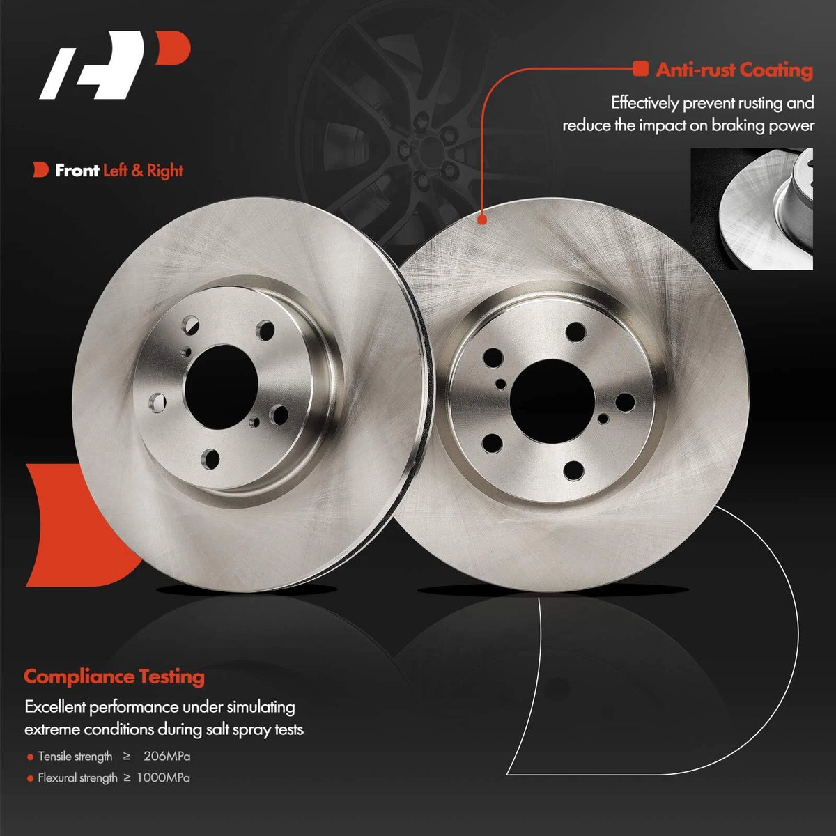 Set of 2 Front Side Disc Brake Rotors for Subaru Impreza (2017–2023) 12147042