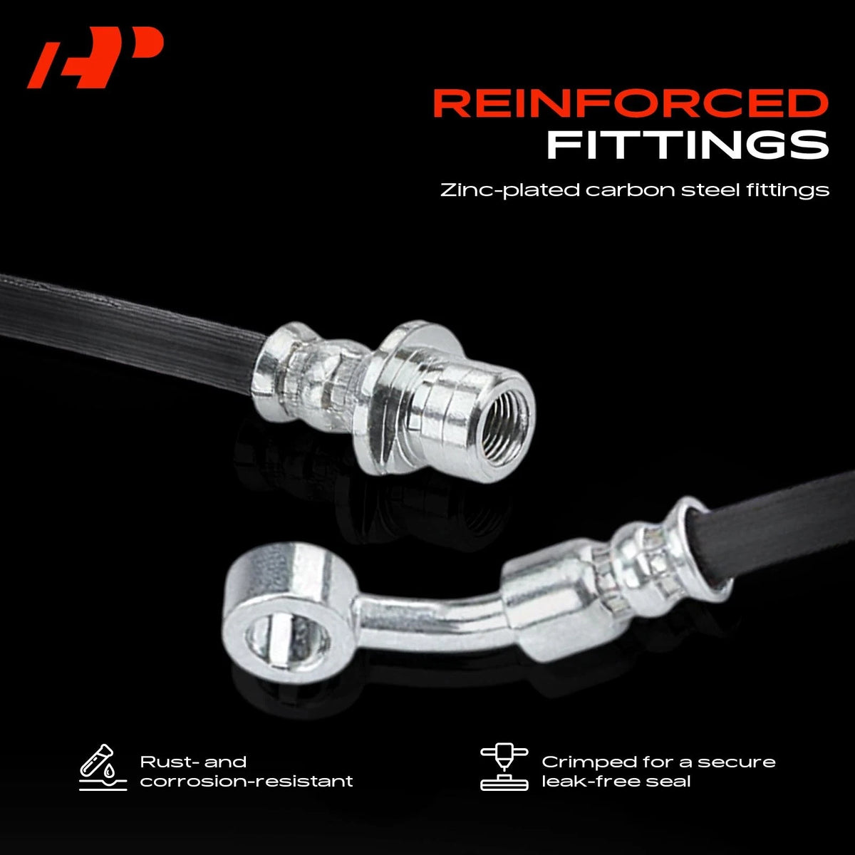 2X Front Brake Hydraulic Hose with Bracket for Honda Civic (2006–2011) 2201760, 2201759
