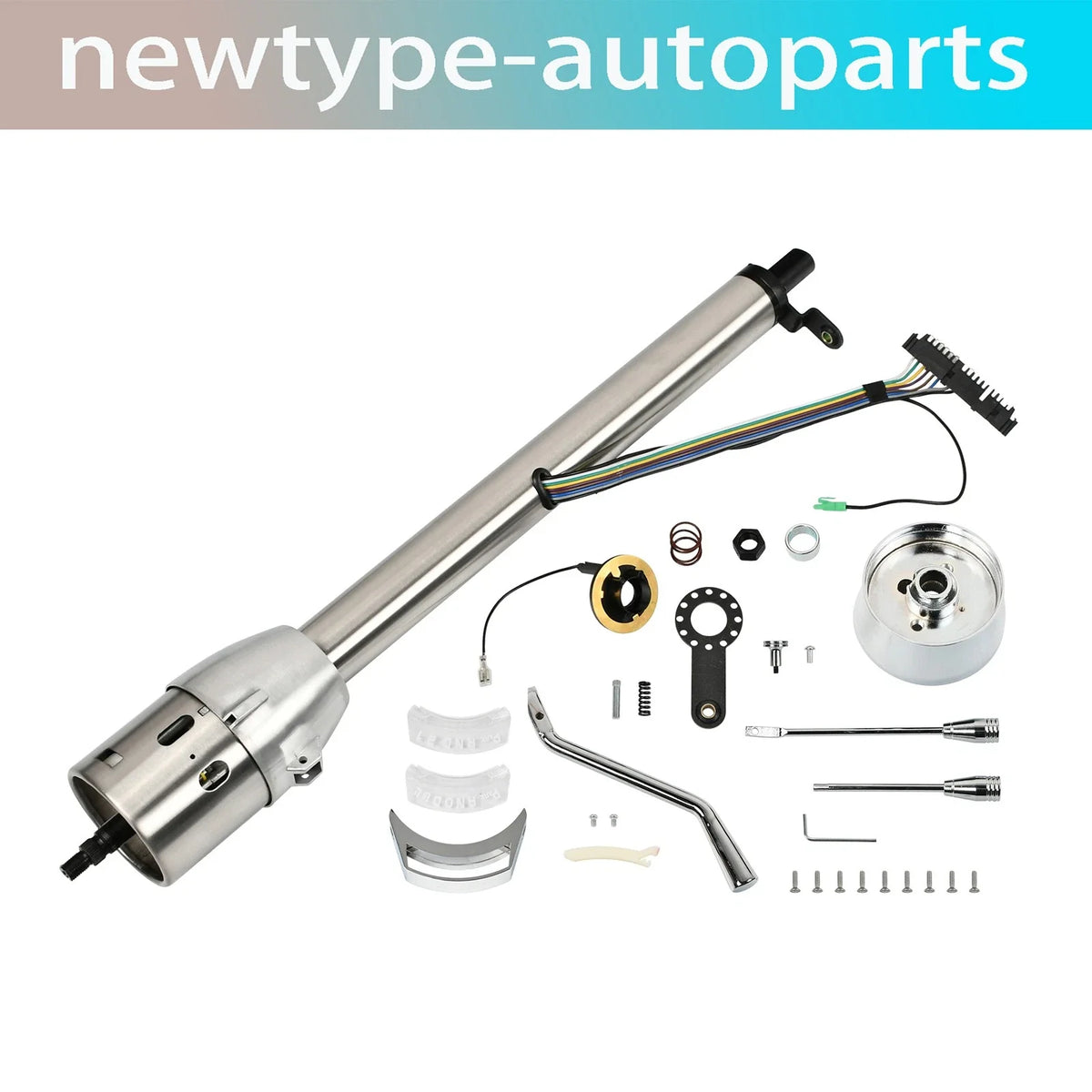 28" Stainless Steel Tilt Steering Column & Adapter for Universal (No Key)