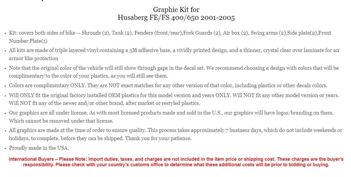 Graphic Sticker Kit for Husaberg FS FE 400 650 (2001–2005) WD_GK_KIT