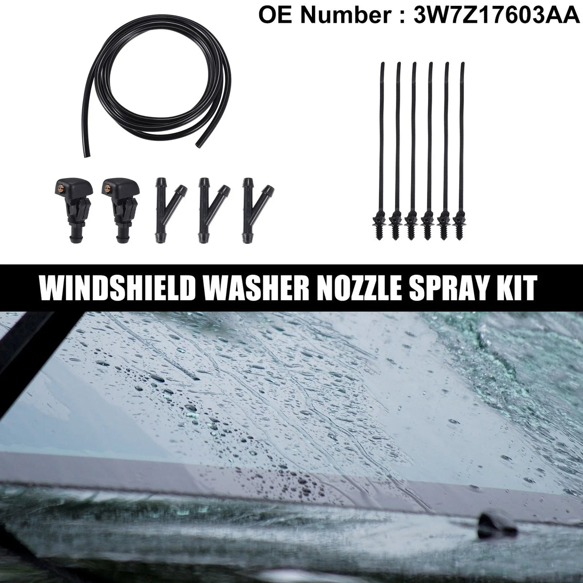 Set of 2 Windshield Washer Nozzles for Ford Crown (No. 3W7Z17603AA)