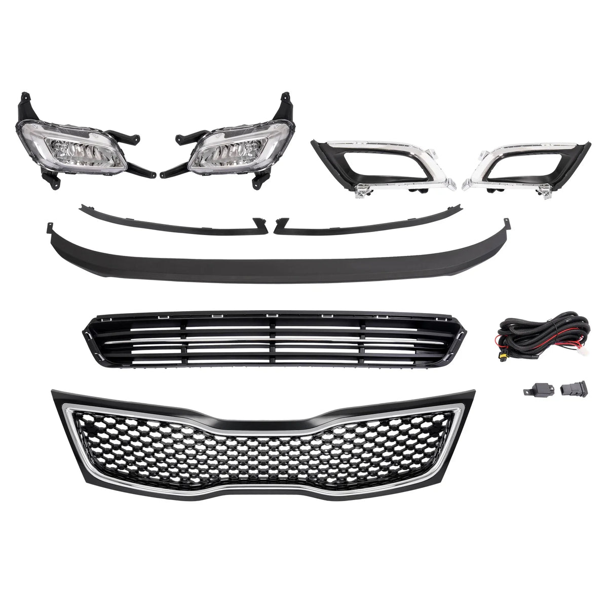 Set of 2 Front Bumper Upper Grille Chrome Trim for Kia Optima (2014–2015)