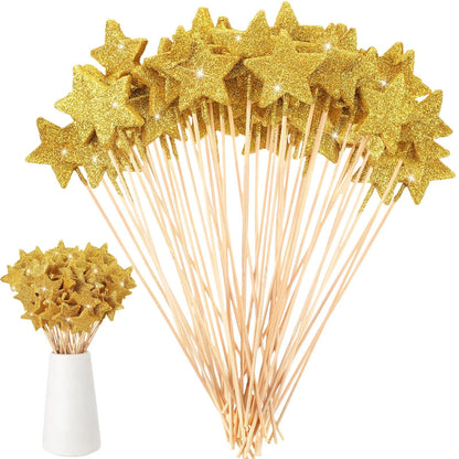 60 Pcs Golden Star Floral Picks for Centerpiece Table Decor (Graduation)