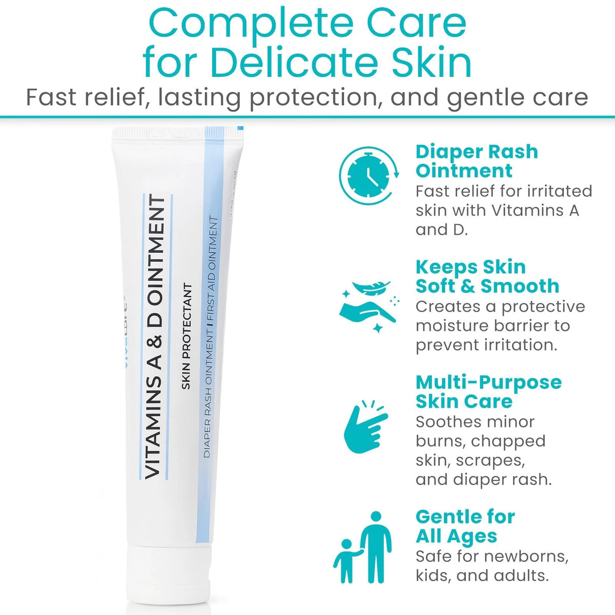 ViveCare Vitamins A&D Ointment Skin Protectant 4 Ounce (Pack of 1)