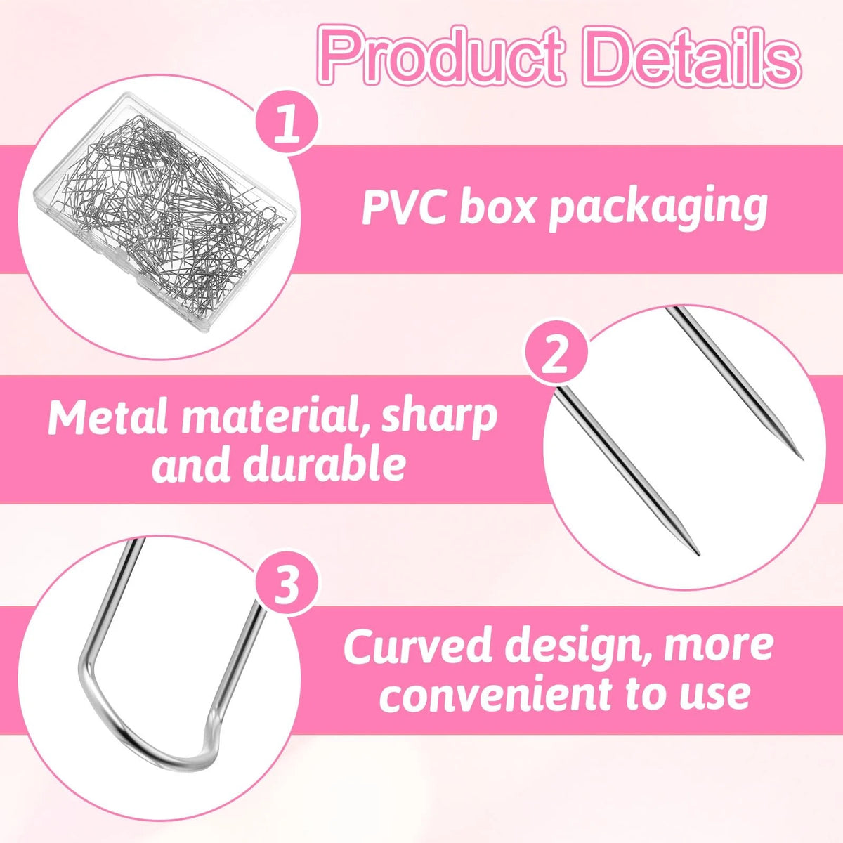 200 U-pins for Quilting (Stainless Silver)