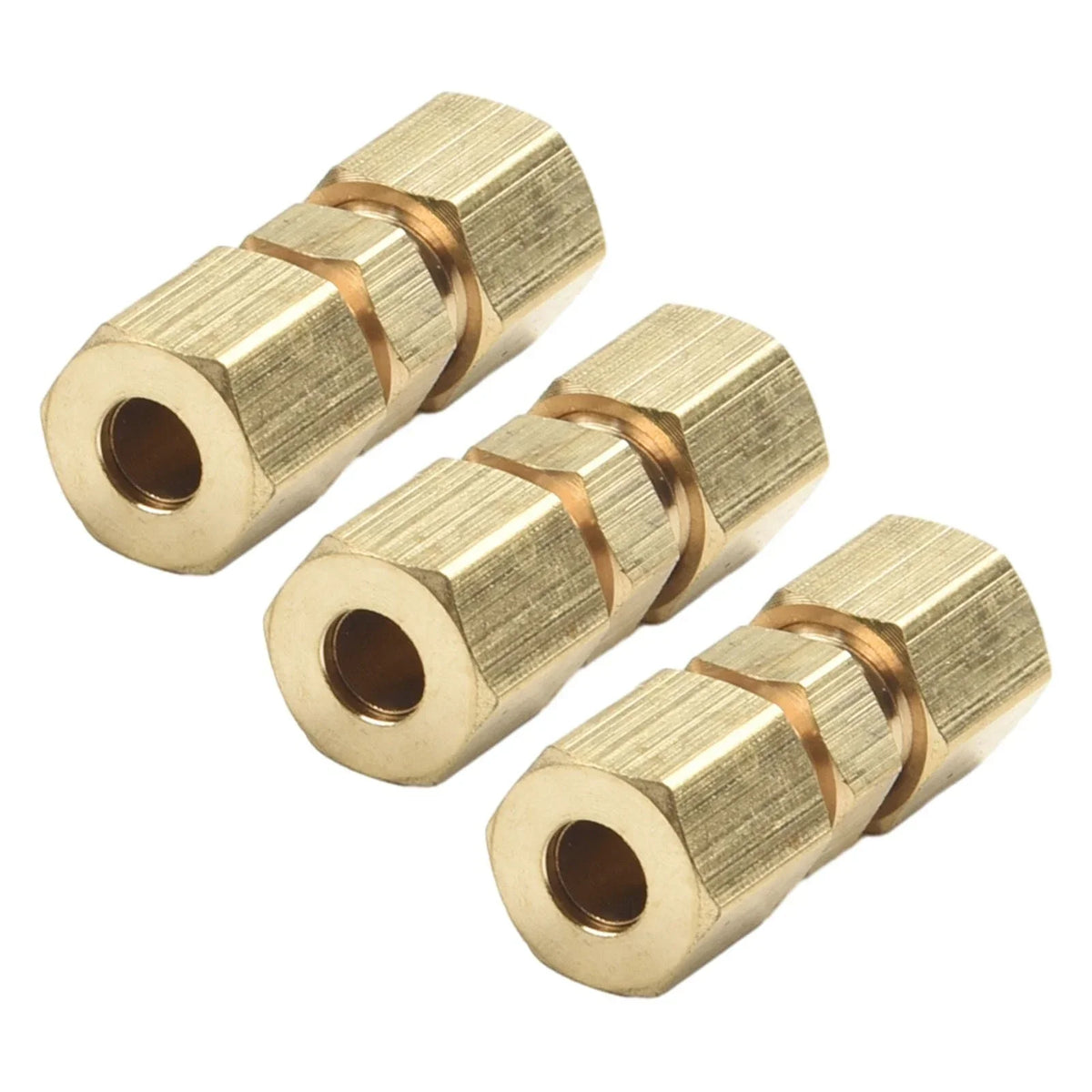 5 x Brass Brake Pipe Connector 33mmx10mm 3/16 Tube Joiner Union