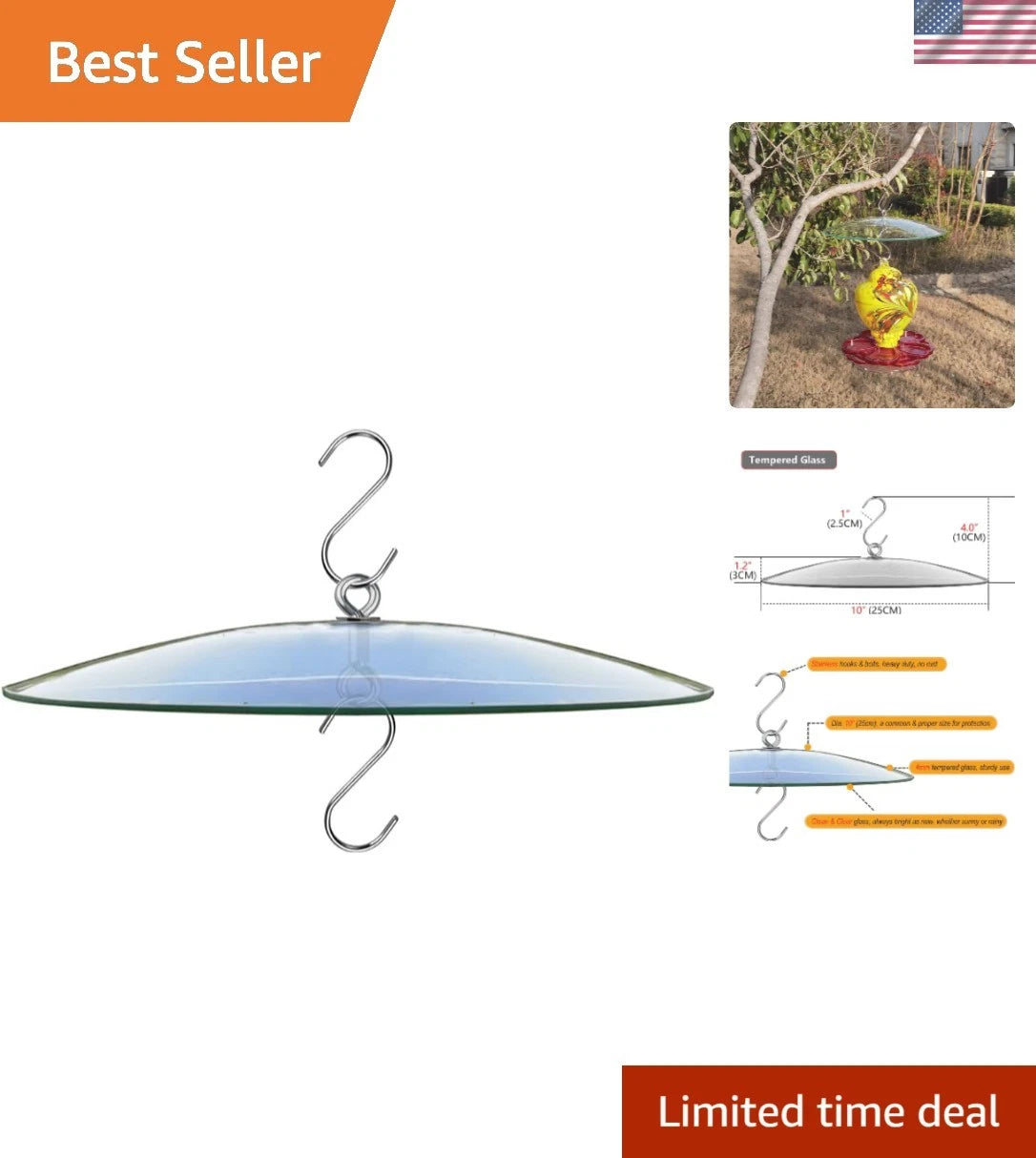 10-Inch Clear Protective Dome for Bird Feeders - Rust Resistant