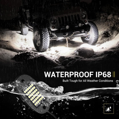 20 Pods White Rock Lights for Automotive (6000K Pure 36 LEDs)