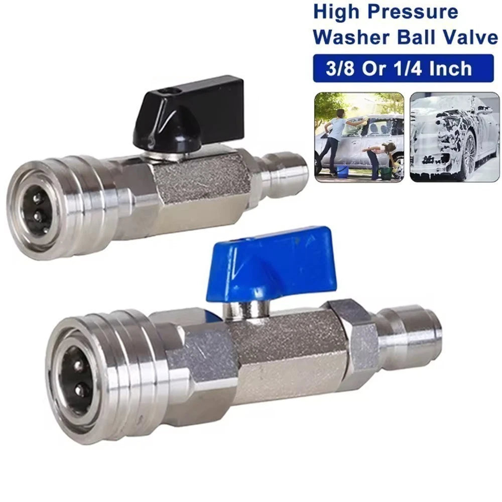 High Pressure Washer Ball Valve Quick Connector Control Switch 3/8" 1/4"