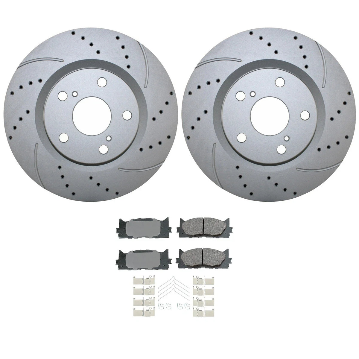 Front Brake Kit with 296mm Drilled Rotors & Akebono Pads for ES300h ES350 Avalon (2013–2023)