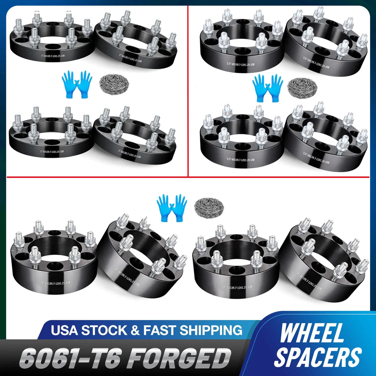 Set of 4 Wheel Spacers 1"/1.5"/2" 6x5.5 for Nissan Titan Pathfinder Frontier
