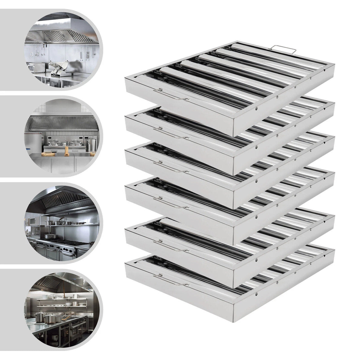 6X Stainless Steel Hood Grease Exhaust Filter Baffle 19.5"x15.5"