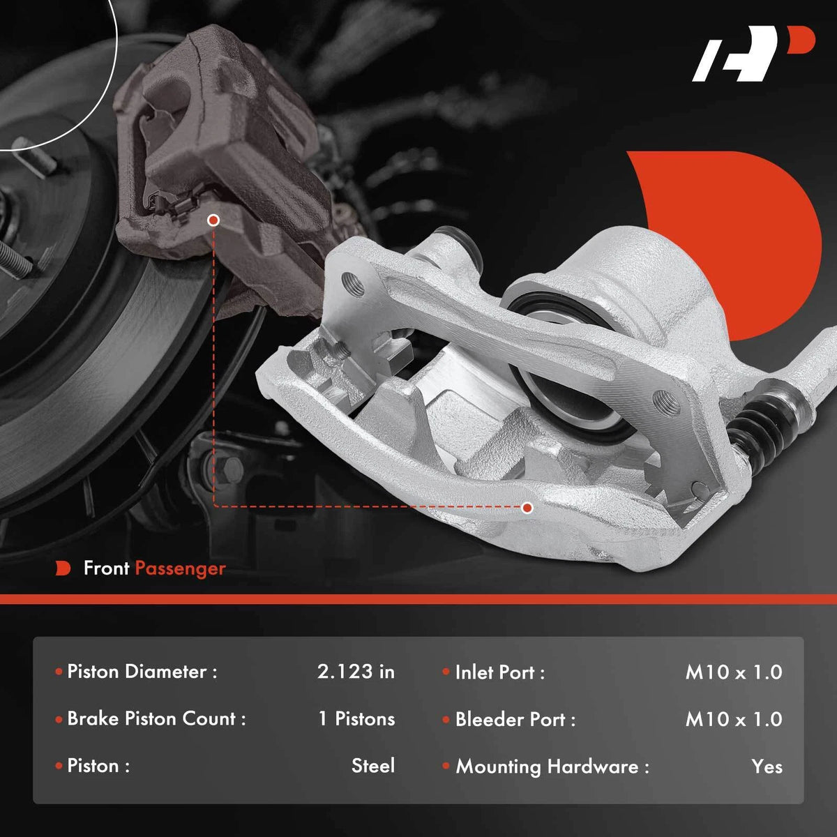 Front Right Brake Caliper for Hyundai Accent (2000–2005) 5818124A00, 5818125A00, 19-B1492