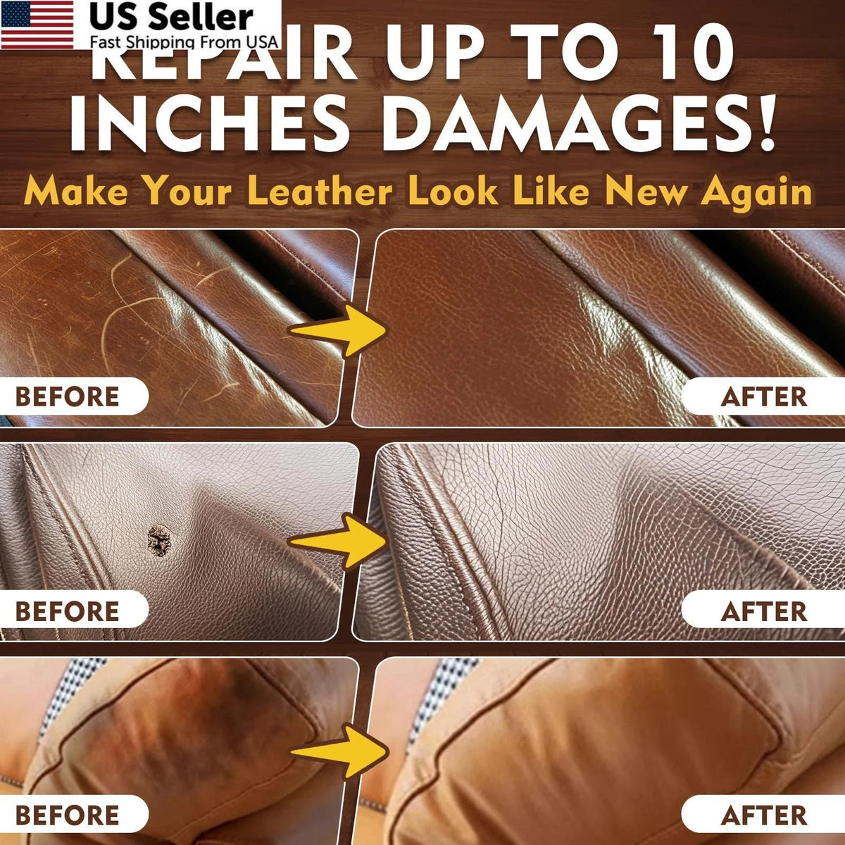 Brown Leather Repair Kit for Furniture, Couch, Car