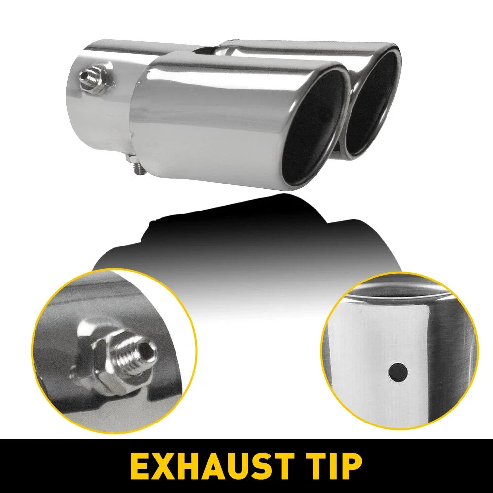 Dual Exhaust Pipe Tail Muffler Tip for Universal Fit (1.4"-2.5") Chrome Stainless Steel