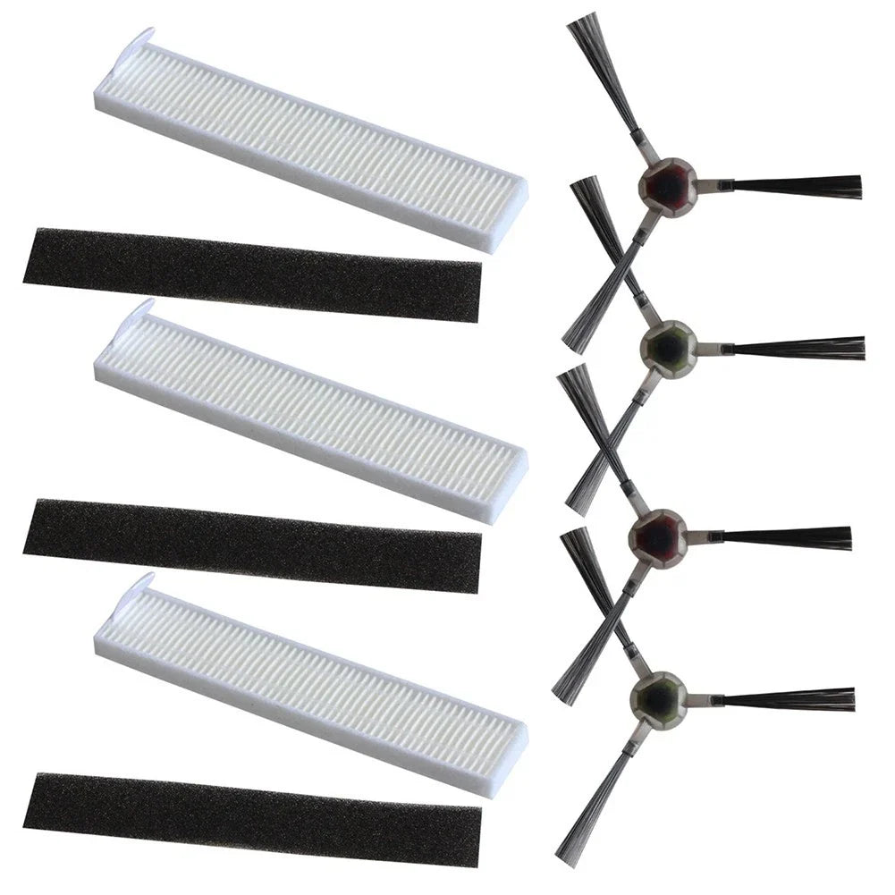 3 Filters & 4 Side Brushes for ECOVACS Ozmo Slim 11 (2019–2021)